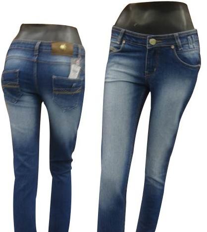 Plain Denim Ladies Relaxed Fit Jeans, Technics : Handloom