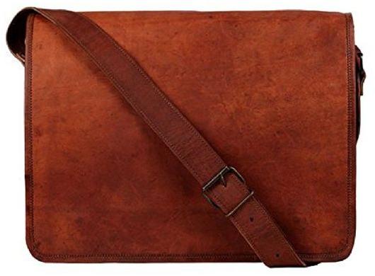 Znt bags Men's Leather 15-Inch Brown Laptop Multi-Compartment Laptop ...