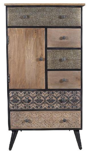 Iron Wooden Chest of Drawers Industrial Cabinet