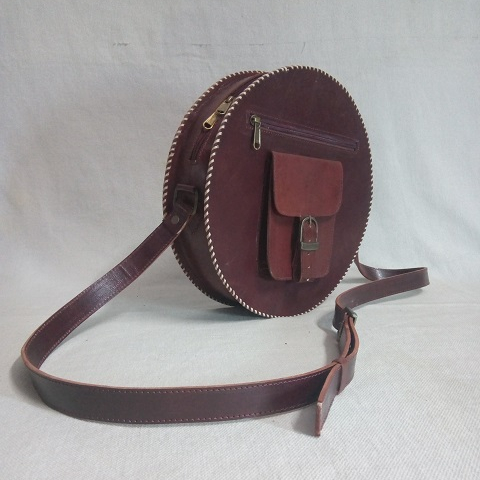 Handmade Round Leather Shoulder Bag, Size : Customized Size