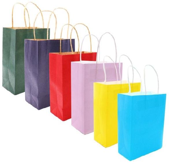 Multicolor Paper Bag, for Gift Packaging, Shopping, Pattern : Plain