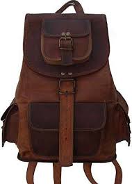 Brown Leather Backpack Bags, for College, Travel, Size : 14x12inch, 16x14inch