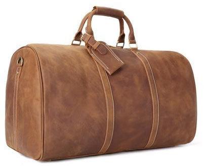 Plain Leather Duffle Bags, Color : Brown