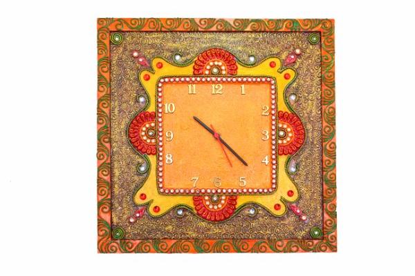 Rajsthani kundan square clock (HD19), Color : Multicolor