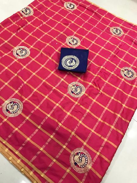 Red Panetar Sana Silk Embroidered Sarees, Technics : Machine Made