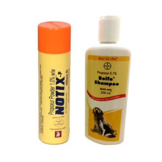Notix Anti Tick and Flea Powder 100G With Bayer Bolfo Shampoo 200Ml (Pack Of 2)