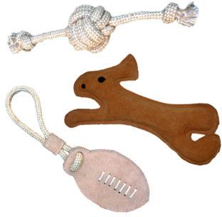 Organic Leather Dog Chew Pet  Squeaker Sound Toys Combo (3 In 1)