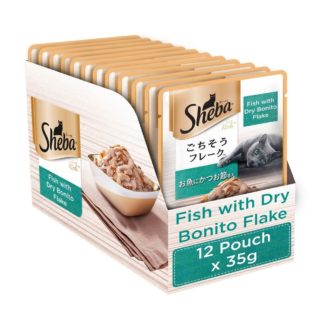 Premium Sheba Cat Food Fish With Dry Bonito Flakes 35g (Pack of 12)