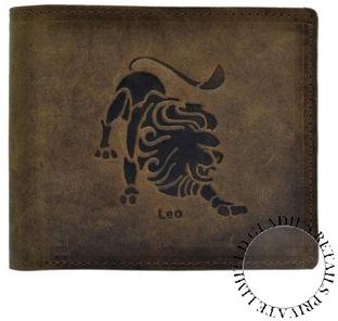 leo sign embossed leather wallet