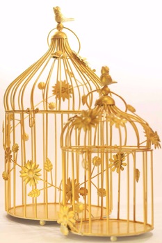 Golden bird cage, Color : Gloosy White