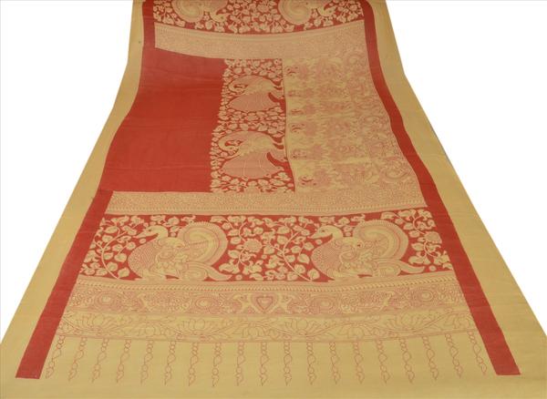 pure cotton cream red printed pattachitra stole