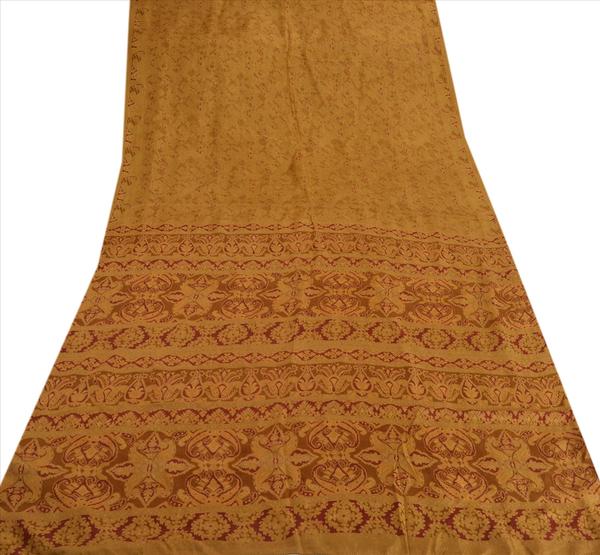 Sanskriti vintage 100% pure silk saree green printed sari paisley craft fabric
