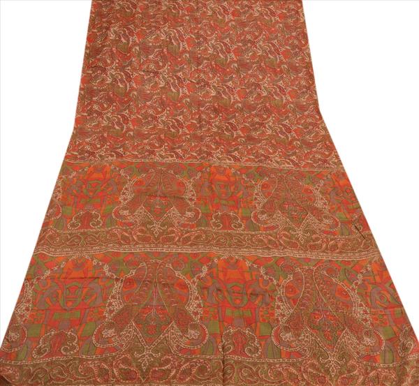 Sanskriti vintage 100% pure silk saree multi color printed sari craft fabric