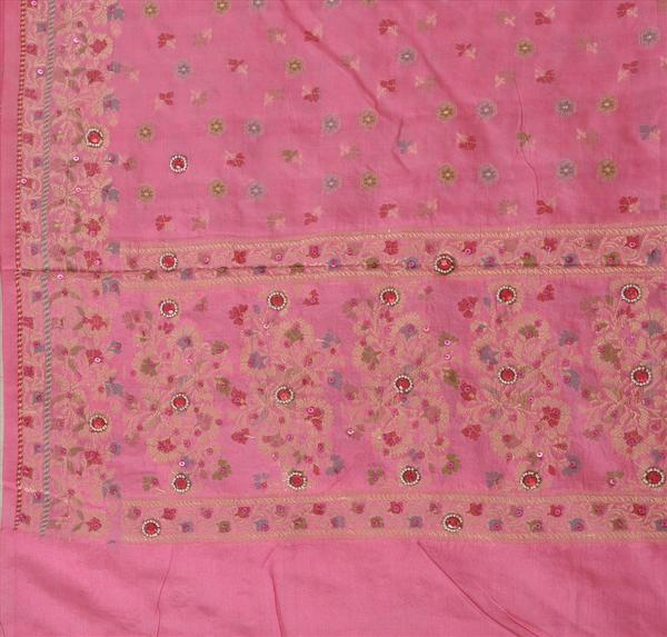 pink colored pure silk hand beaded woven long scarves