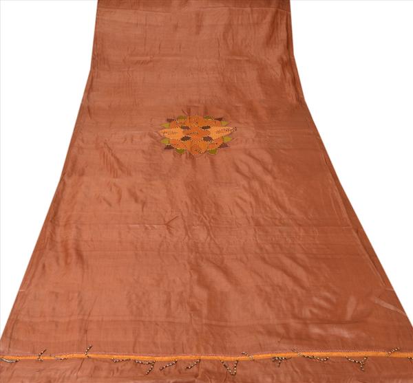 rusty orange colored pure silk hand embroidered long scarves