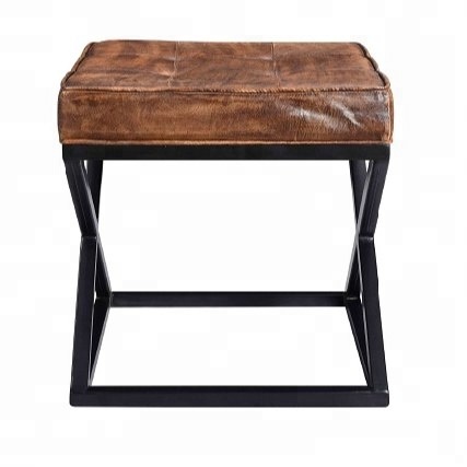 LEATHER TOP IRON STOOL