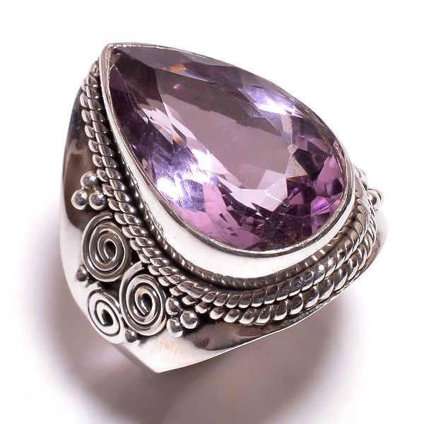 Polished Purple Amethyst Gemstone Ring, Packaging Type : Velvet Box