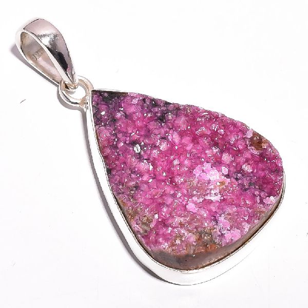 Cobalto Calcite Druzy Raw Gemstone Pendant