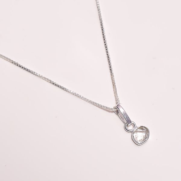 Herkimer Diamond Raw Gemstone Necklace, Gemstone Size : 6 x 5 mm