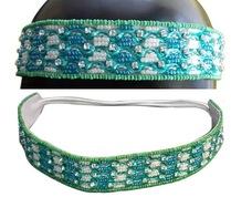 green icolor beaded on fabric headband hairband head band