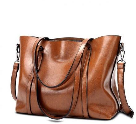 Brown Leather Handbag, for Office, Party, Shopping, Pattern : Plain