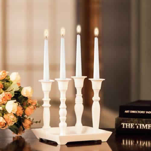 SQUARE PLATE W/ 4 CANDLE HOLDER (S29325)