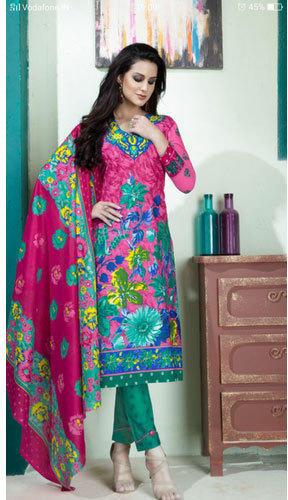 Ladies Floral Printed Unstitched Suit, Size : M, XL