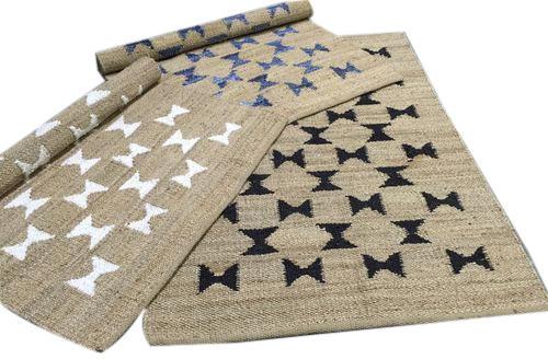 Rectangular Jute Leather Carpet, Pattern : Plain