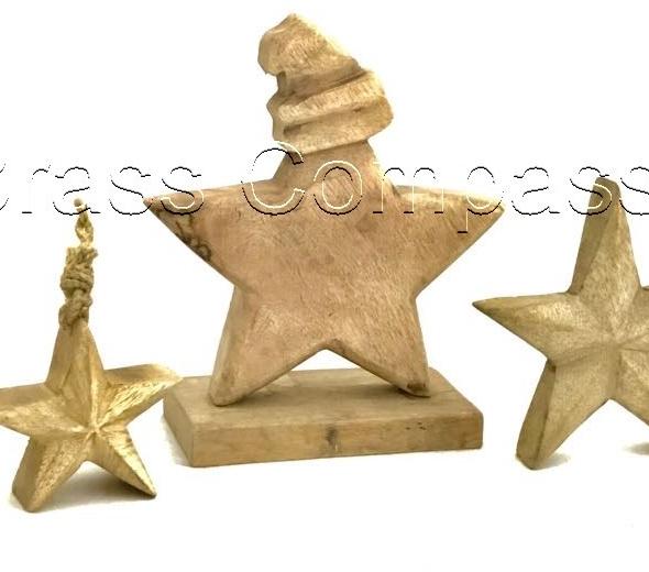 Brass Compass Wood Christmas Decorative Hanging Star