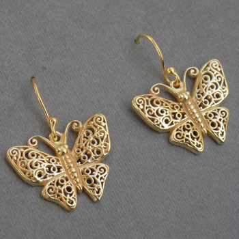 Butterfly Earring 925 Sterling Silver Gold Plated Earring