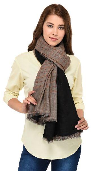 Brown Checkerd wool shawl, Size : 40×80