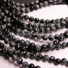 Snowflake Obsidian Round Beads Strand