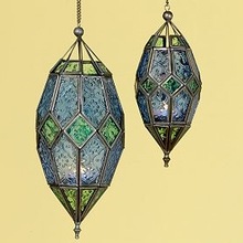 BAZOOKA Metal Glass Hanging Moroccan Lantern