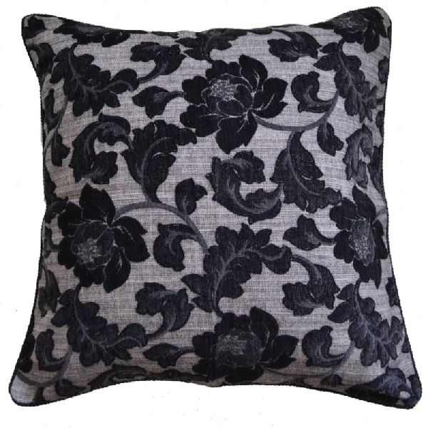 Black Foliage Chenille Pillow