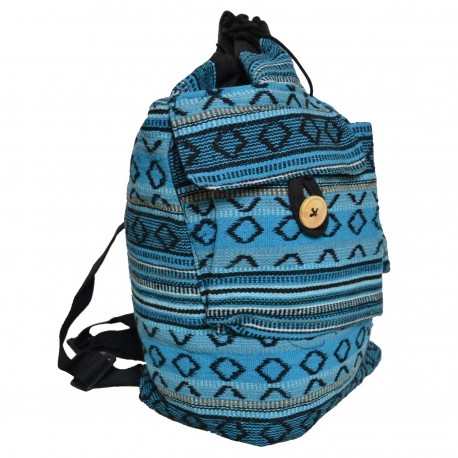 Handwoven Multicolored Tribal Dari Backpack with Two Pockets