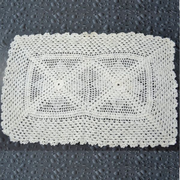 White Crocheted Cotton Rectangular Centerpiece