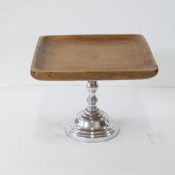 Square Shape Wood Metal Cake Stand