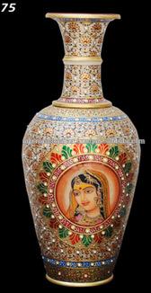 24K Golden Work Beautiful Marble Vase West indian Art Floral Pot