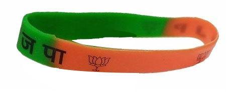 Printed Rubber Election Wristband, Color : Green, Orange