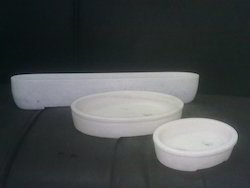 Long Polished White Marble Planters, Size : 12 Inches 9 Inches 6 Inches