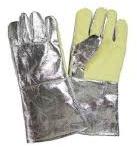 Aluminium Plain Aluminized Kevlar Gloves, Size : Free Size