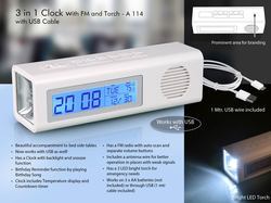 Reactangular 3 in 1 Table Clock, for Home, Office, Style : Classy