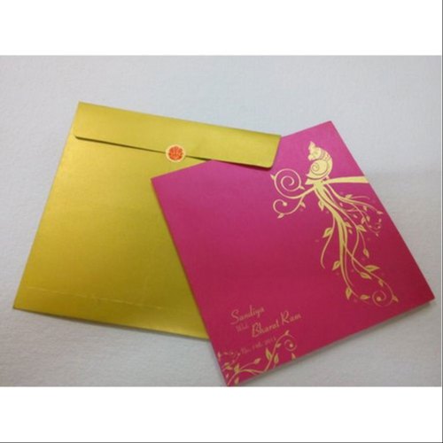 Rectangle Square Cardboard Designer Wedding Invitation Card, Pattern : Printed