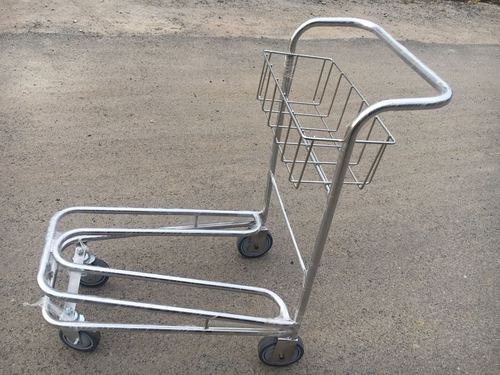 SS airport luggage cart, Color : Silver