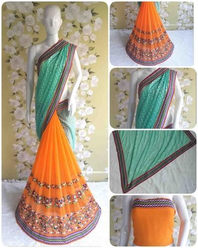 Embroidered Saree with Blouse Piece, Occasion : Bridal Wear