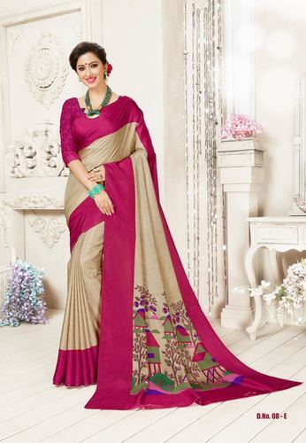 Plain silk printed sarees, Saree Length : 6.3 m (with blouse piece)