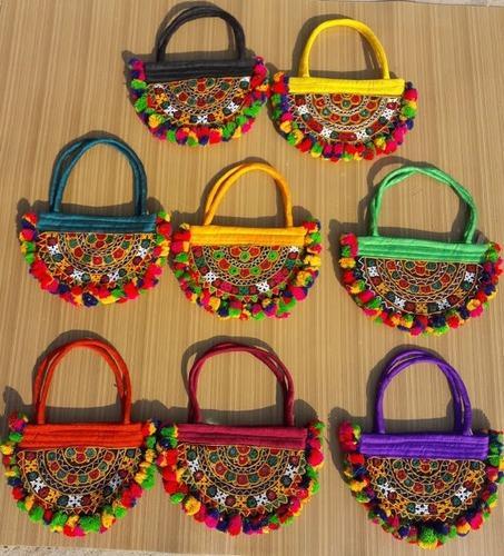 Bikaner House Hand Embroidered Bags, for Casual Wear, Style : Rope Handle