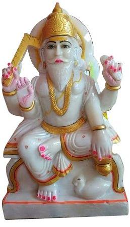 Brahma Marble Statue, for Worship, Pattern : Painted