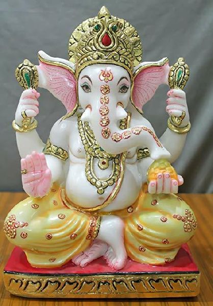 Marble Ganesh Statue, for Garden, Home, Office, Shop, Temple, Pattern : Printed