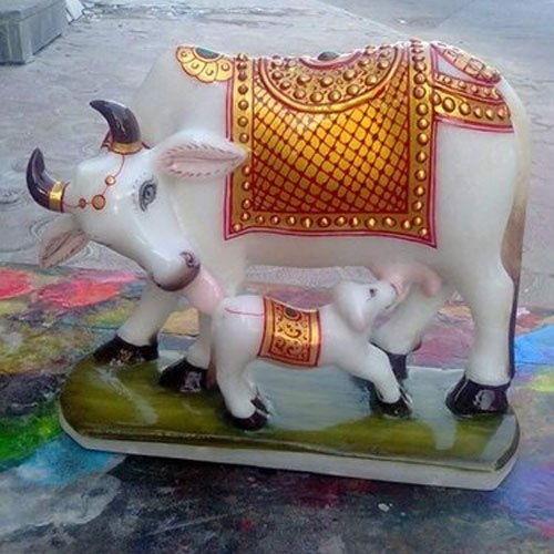 Marble Kamdhenu Cow Statue, Packaging Type : Carton Box